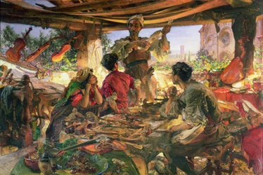 Stradivari in seiner Werkstatt in Cremona, 1913